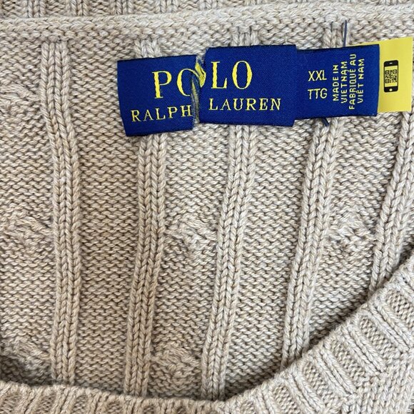 Polo Ralph Lauren Cable Knit Sweater Dress Long Sleeve Light Brown - Picture 6 of 6